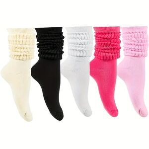 5 Pairs Women's Slouch Socks Colorful Cute Knit Stacked Cozy Socks Fairy Maiden